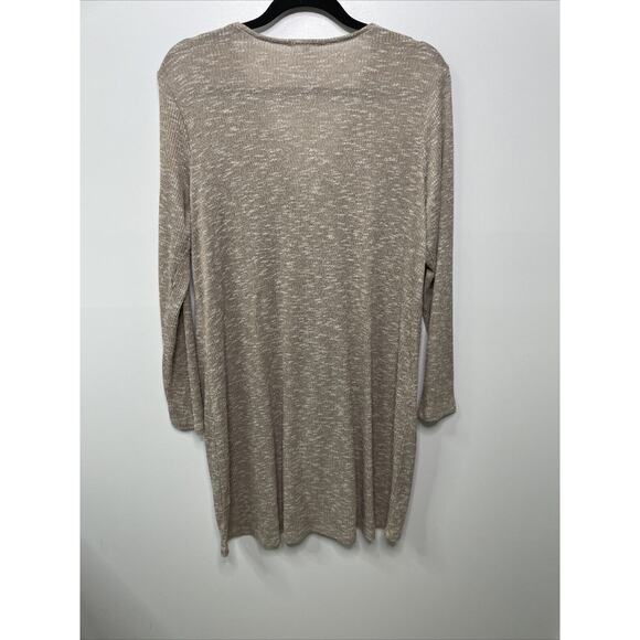 Maurices Women's Cardigan Beige Brown Pockets Ribbed Lagenlook Cottage Grandpa L - Picture 9 of 12